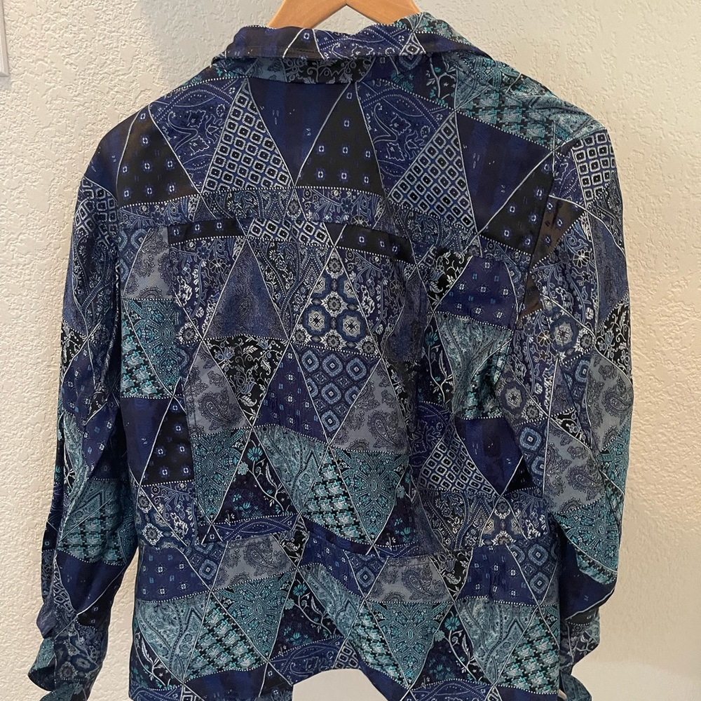 Turquoise and Blue Patchwork Jacket by Coldwater Creek (Size PL) - Picture 6 of 9